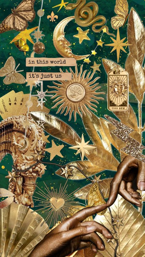 Gold Garden Aesthetic, Sun Collage Wallpaper, Green And Gold Wallpaper Iphone, Sunshine Character Aesthetic, Bee Wallpaper Aesthetic, Green And Gold Aesthetic, Gold Green Wallpaper, Gold Aesthetic Wallpaper, Sun Core