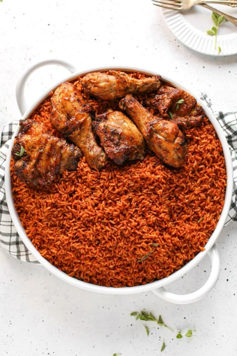 Party Jollof Rice, Jollof Rice Nigerian, African Rice, Nigerian Jollof Rice, Black Bean Ground Beef, Nigerian Foods, Rice Brands, Recipes African, Nigeria Food