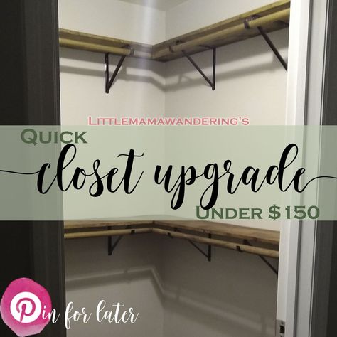 Closet Rod And Shelf Ideas, How To Install Closet Shelves, Double Closet Rod Ideas, Upgrading Builder Grade Closet, Diy Closet Rack Hanging Clothes, Diy Closet Rod Hanging Clothes, Closet Rods And Shelves, Small Closet Double Rod, Builder Grade Closet Makeover