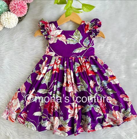 Floral Print Frock, Cotton Frocks For Kids, Kids Party Wear Dresses, Frock Designs, Baby Clothes Sizes, Kids Blouse Designs, Baby Frock Pattern, Sewing Kids Clothes