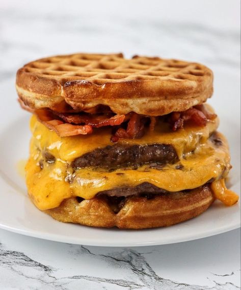 Waffle Burger Ideas, Waffle Burger Recipes, Waffle Food Truck Ideas, Waffle Truck Ideas, Must Have Recipes, Brunch Food Truck, Crazy Burger Ideas, Waffle Flavor Ideas, Waffles Burger