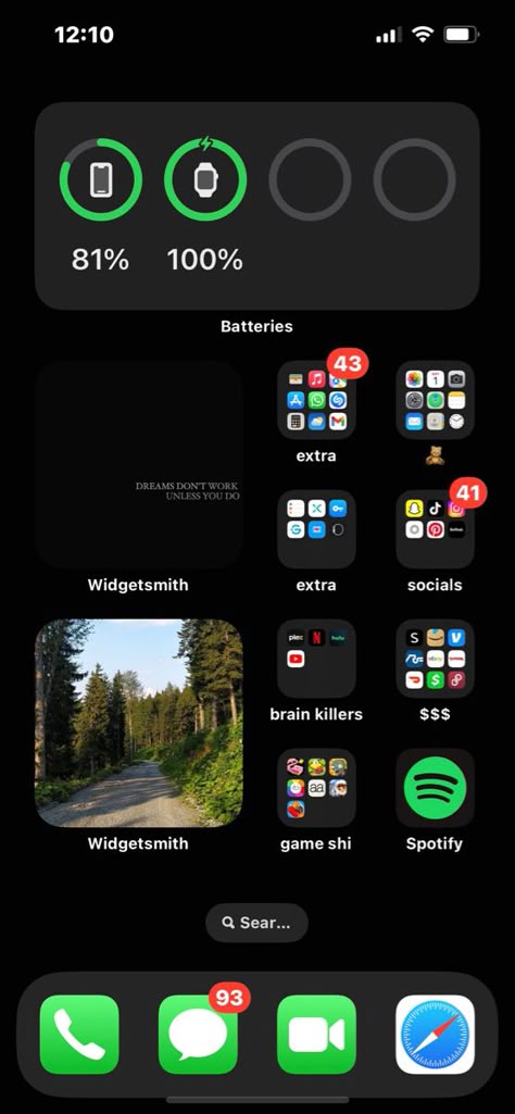 Iphone Home Page Ideas, Iphone Home Screen Layout Organized Simple, Iphone App Layout Homescreen Simple, Ios 17 Home Screen Ideas, Organisation Iphone Apps, Organizing Phone, Iphone Home Page, Android Organization, Iphone Home Screen Layout