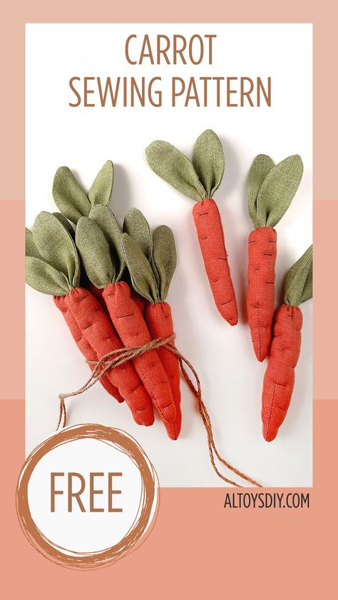 Carrot Template, Fabric Carrots, Sewing Pattern Free, Paper Decorations Diy, Needle Books, Handmade Stuffed Animals, Rag Doll Pattern, Doll Diy Crafts, Doll Sewing