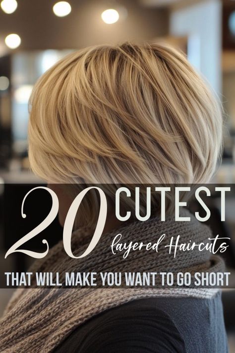 Short layered haircuts are effortlessly stylish and offer the flexibility to update your look every few months, so you never have to wait long for your hair to grow out. Each season brings fresh trends, and short layers are always at the forefront, showcasing the latest styles. Sassy Bob Haircut, Shorter Layered Haircuts, Wavy Bob Haircuts, Textured Pixie Cut, Beautiful Haircuts, Prom Hairstyles For Long Hair, Short Layered, Bob Hairstyles For Fine Hair, Short Layered Haircuts