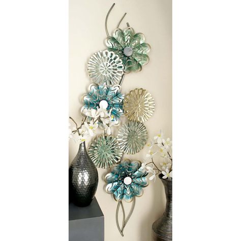 DecMode Wire Intertwined Stem Wall Sculpture | Hayneedle Eclectic Wall Decor, Stylish Wall Decor, Plate Wall Decor, Window Covering, Nails And Screws, Decor Pillows, Vine Design, Floral Wall Decor, Color Turquoise