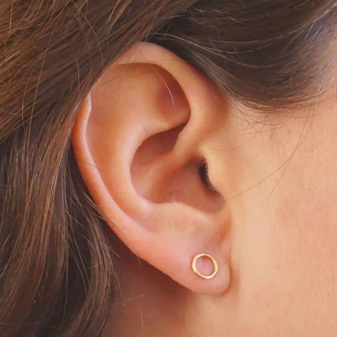 Hammered Hoop Earrings, Bar Stud Earrings, Circle Earrings Studs, Circle Studs, Gold Filled Earrings, Hypoallergenic Earrings, Rose Gold Jewelry, Opal Earrings, Gold Filled Jewelry