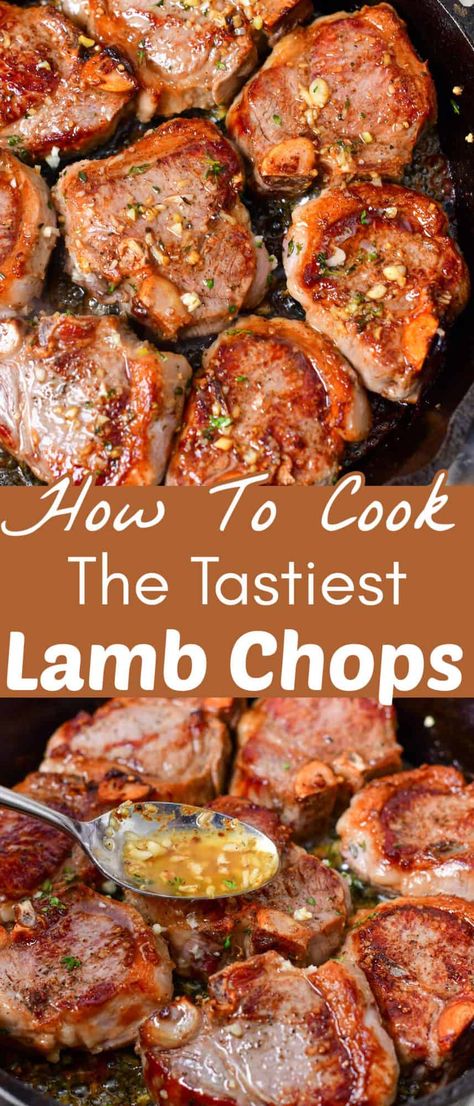 Lamb Chops may seem like a fancy dish that you just order at an upscale restaurant, but that's not true! It's quite easy to cook delicious lamb chops right at home and in no time at all. These flavorful lamb chops are simply seasoned and seared with butter, garlic, and aromatic fresh thyme. Use my easy to follow steps to learn how to cook lamb chops with the best results! Best Lamb Chops, Lamb Loin Chop Recipes, Lamb Roast Recipe, Lamb Chops Recipe, Upscale Restaurant, Lamb Loin Chops, Lamb Dinner, Filet Mignon Recipes, Lamb Steaks