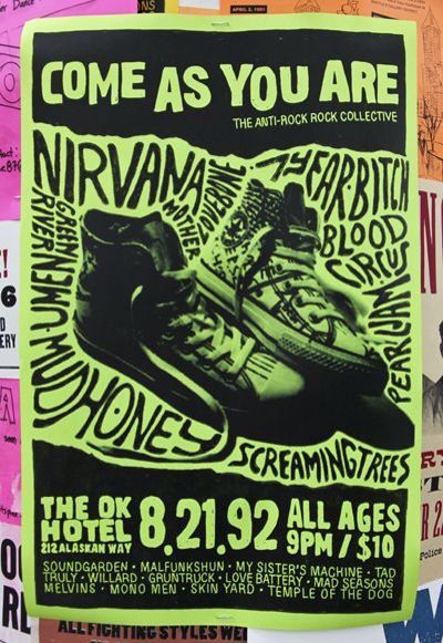 Nirvana Concert, Nirvana Poster, Concert Poster Design, Grunge Posters, Temple Of The Dog, Rock Band Posters, Punk Poster, Band Poster, Arte Punk