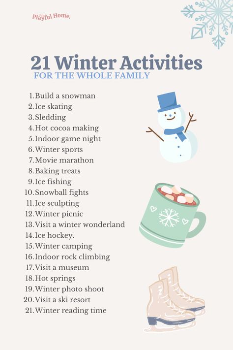 Winter Season Activity For Kids, Creative Outdoor Activities, What To Do In Winter With Friends, Holiday Dates Ideas, Cute Winter Activities, Winter Activities Adults, Winter Bucket List Bullet Journal, Cozy Winter Activities, Things To Do This Winter