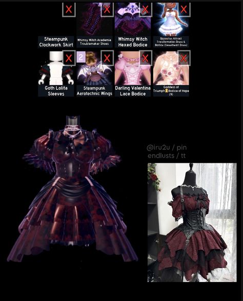 Goth Fits Royale High, Got Bodice Rh, Royale High Wedding Outfit, Rh Dress Combos, Representing Your Realm Fashion Rh, Cyberpunk Royale High, Royale High Dress Combos, Rh Vampire Fit, Trad Goth Royale High