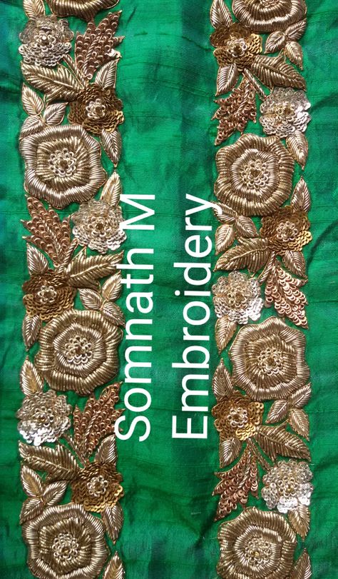 Dabka Work Embroidery Saree, Zardosi Work Border, Mona Singh, Embroidery Borders, Crispy Corn, Zardosi Embroidery, Zardosi Work, Zardozi Embroidery, Corn Recipe