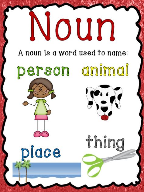 Nouns, Verbs and Adjectives: Posters, activities and printables. Noun Sorting Worksheet, Adjectives Poster, Nouns First Grade, Nouns For Kids, Parts Of Speech Games, Speech Worksheets, Teaching Nouns, Adjectives Grammar, Verbs And Adjectives