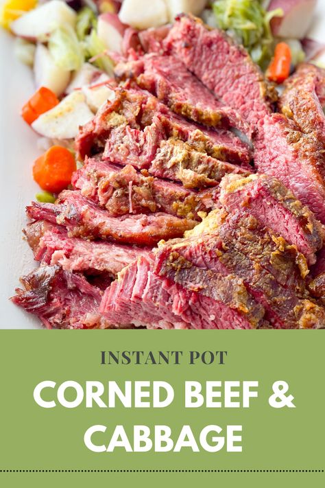 This Instant Pot Corned Beef and Cabbage is better than a pot of gold any day! The most delicious corned beef brisket comes out perfectly tender and juicy, paired beautifully with potatoes, carrots, and cabbage. The veggies are also cooked in the Instant Pot in just 4 minutes in all the corned beef juices. We love this recipe to celebrate the holiday. This really is a one-pot meal, that is perfect for your St Patty’s Day celebrations! Instant Pot Corn Beef, Instant Pot Corned Beef, Instant Pot Corn, Slower Cooker, Cooking Corned Beef, Beef Food Recipes, Chicken Food Recipes, Cabbage And Potatoes, Beef Cabbage