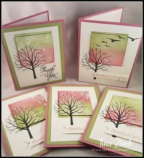 Cards With Trees, Sheltering Tree Stamp Set, Craft Closet, Tree Stamp, Tree Cards, Card Tutorial, Stamping Up Cards, Card Tutorials, Fall Cards