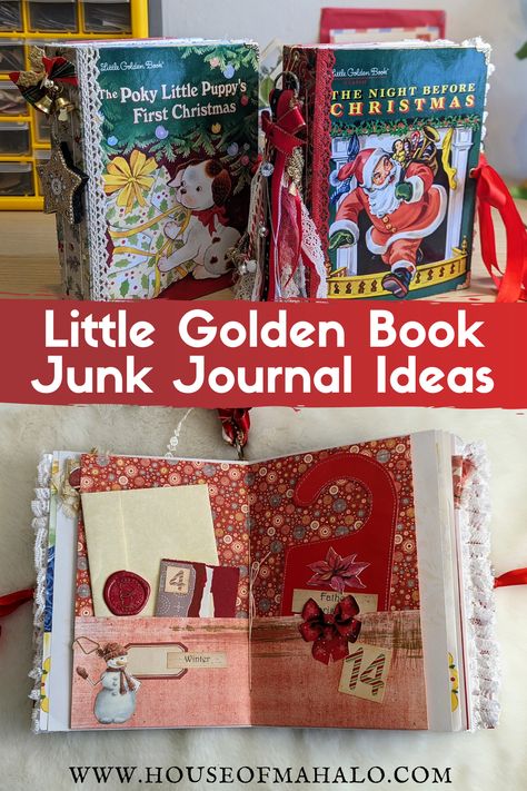 Recipe Junk Journal Ideas, Junk Journaling For Beginners, Junk Journal Organization Storage, Christmas Junk Journal Ideas, Junk Journal Binding, Diy Journal Ideas, Junk Journal Cover Ideas, Vintage Selling, Little Golden Book Junk Journal