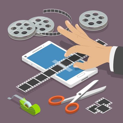 Mobile video editor flat vector isometri... | Premium Vector #Freepik #vector #phone-video #mobile-video #video-content #mobile-application Mobile Video Editing, Computer Vector, Film Tape, Photography Editing Apps, Mobile Video, Technology Icon, Video Editing Apps, Photo Editing Apps, Web Design Agency