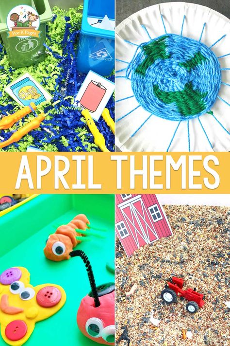 April Preschool Themes - Pre-K Pages April Centers Preschool, April Calendar Ideas For Preschool, April Storytime Themes, April Preschool Themes Lesson Plans, April Daycare Themes, April Toddler Themes, Preschool Themes For April, April Themes For Toddlers, Preschool April Themes