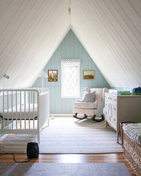 Jenny Lind Crib, Easy Flooring, Makeover House, Nursery Reveal, Dreamy Nursery, Nursery Room Inspiration, Nursery Inspo, Attic Bedroom, Attic Rooms