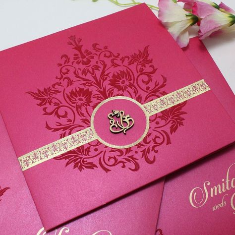 Wedding Card Indian, Magenta Colour, Hindu Wedding Invitation Cards, Indian Invitation Cards, Shadi Card, Wedding Card Design Indian, Marriage Invitation Card, Indian Wedding Invitation Card Design, Hindu Wedding Invitations