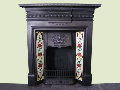 Edwardian tiled fireplace Modern Edwardian Interiors, London Fireplace, 1912 House, Edwardian Houses, Edwardian Living Room, Victorian Fireplaces, Edwardian Fireplace, Edwardian Architecture, Tiled Fireplace