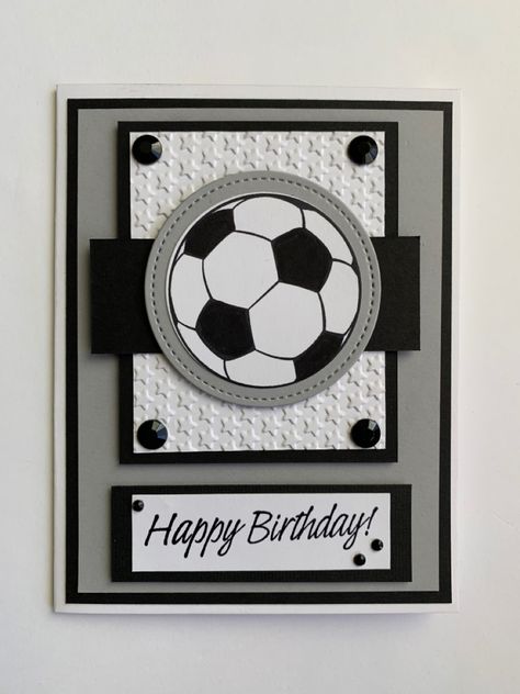 Stampin Up Soccer Cards, Soccer Birthday Card Ideas, Soccer Birthday Card, Masculine Cards Handmade, Cards For Men, Soccer Cards, Homemade Birthday Cards, Birthday Cards For Boys, Masculine Birthday Cards