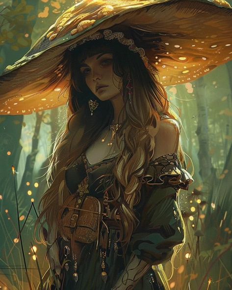 Dark fantasy mushroom witch in the forest. #darkfantasy #art #fantasy #dnd #dungeonsanddragons #witch #woman #beautiful #ai #midjourneyart #midjourney #aiart #nature #cottagecore #goblincore Druid Witch Costume, Dnd Witch Character, Female Druid Art, Female Druid Dnd, Druid Fantasy Art, Dnd Druid Female, Mushroom Druid, Witch In The Forest, Fantasy Peasant