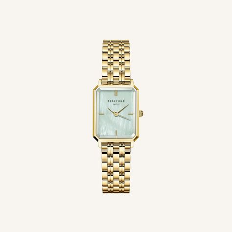 Rosefield Octagon, Rosefield Watch, Rectangle Watch, Twisted Bangle, Green Watch, Gold Bar Earrings, Gold Water, Modern Watches, Gold Engraving