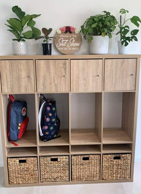 School Bag Station, Backpack Station, School Bag Organization, School Bag Storage, Home Command Center, Kabinet Dapur, Ikea Hack Ideas, House Organisation, Ikea Furniture Hacks