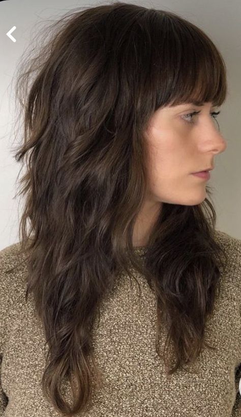 Sassy Lob Haircuts, Wolfcut Vs Shag, Long Razor Shag Haircut, Wolfcut With Fringe, Shaggy Long Hair With Bangs, Wolfcut Hair Long With Bangs, Shag With Fringe, Long Shag Cut With Bangs, Wavy Shag