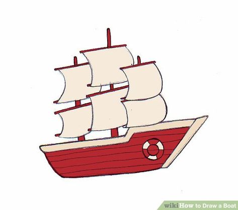 How to Draw a Boat: 12 Steps (with Pictures) - wikiHow Sailboat Drawing, Drawing For Children, Super Coloring Pages, Blind Contour Drawing, Cardinal Painting, Florence Academy Of Art, Boat Drawing, Traditional Boats, A Yacht