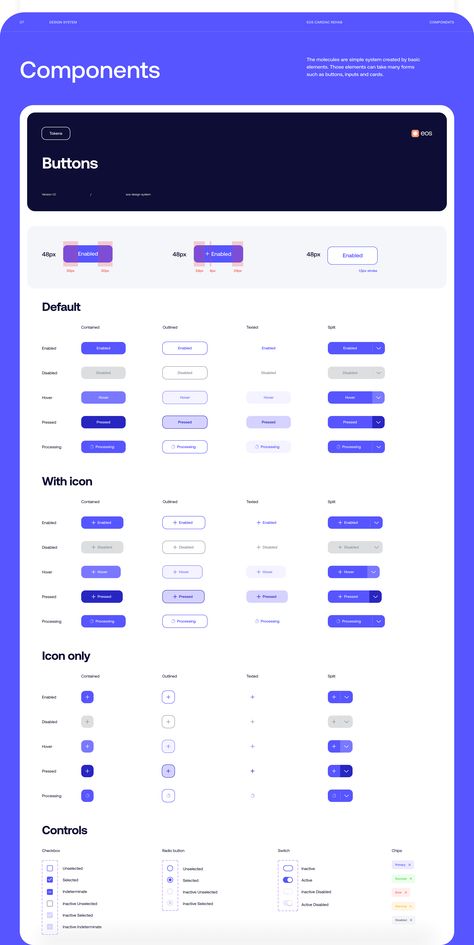 Eos Design System & UI-kit Library on Behance Ux Style Guide, Ux Design System, Design System Website, Gui Design Interface, Web Design System, Figma Design System, Ui Components Design, Design System Branding, Design System Ui Kit