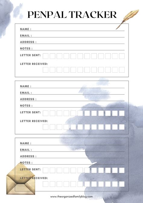 FREE Printable PenPal Tracker for The Best PenFriends 2 Free Printable Pen Pal Tracker, Pen Pal Organization, Penpal Printables Free, Pen Pal Ideas For Adults, Penpal Tracker, Penpal Printables, Pen Pal Tracker, Pen Pal Ideas, Snail Mail Printables