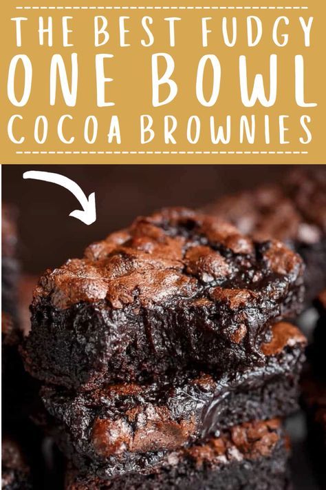 Cocoa Brownies, Fudgy Brownie Recipe, Best Brownie Recipe, Brownies Recipe Homemade, Torte Cupcake, Best Brownies, Bar Cookies, Brownie Recipe, Fudgy Brownies