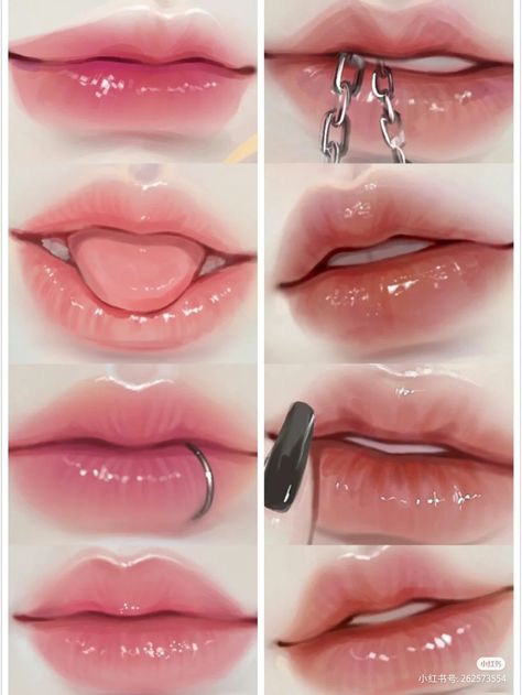 Lip Shine Drawing, Krita Brushes Hair, Mouths Reference Drawing, Frown Lips Drawing, 2 Artists 1 Palette, Semi Realism Lips, Juicy Lips Drawing Reference, Heart Eyes Drawing, Lip Drawing Reference