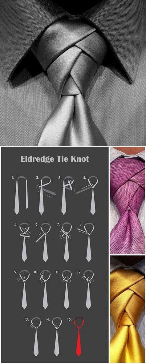 Ways To Tie A Tie Men, Tying Ties Men, Different Ways To Tie A Tie, Tali Leher Lelaki, Tying A Tie, Eldredge Knot, Simpul Dasi, Simpul Pita, Tie A Necktie