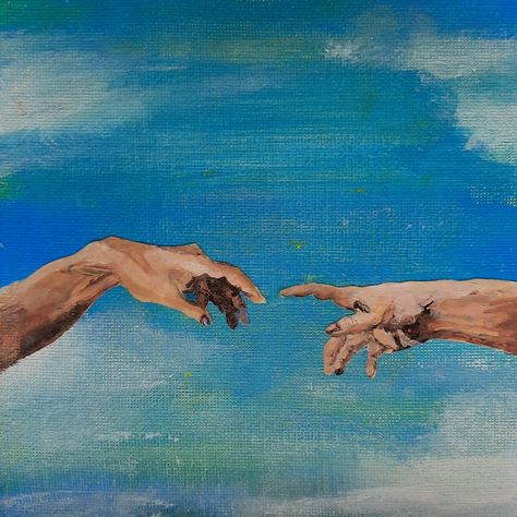 #hands #michaelangelo #blue #acrylic #canvas #paint Michael Angelo Hands, Giant Painting, Hands Painting, Michael Angelo, Canvas Paint, Drawing For Beginners, Acrylic Canvas, Beauty Art, Art Project