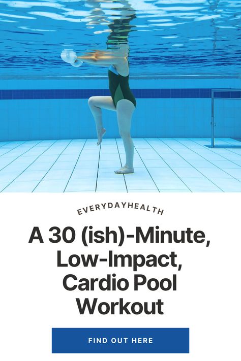 A 30 (ish)-Minute, Low-Impact, Cardio Pool Workout This full-body workout will get your heart rate up. But water provides natural resistance, making it joint-friendly. There are numerous reasons to move your workout to the water. And if you’re looking for a way to escape the summer’s grueling temperatures and keep your workout cool, the water helps with that, too. Want to mix up your workout routine? There’s no better place to do that than a pool. The Pool-Based, Aqua Aerobics-Inspired Workout Pool Weights Workout, Pool Workout Routine, Water Aerobic Exercises For Seniors, Aquatic Exercises Pool Workout, Water Aerobics Workout Routines, Pool Cardio Workout, Pool Excercises Workouts Videos, Water Fitness Exercises, Pool Hiit Workout