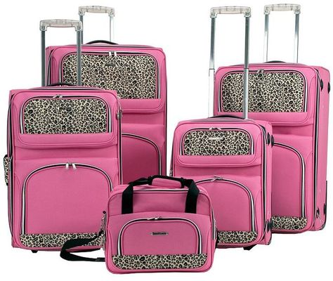 Rockland Leopard 5-Piece Luggage Set $213.99 http://shopstyle.it/l/g1Zk Rockland Luggage, Pink Luggage, Stylish Luggage, Spinner Luggage Sets, Overnight Travel Bag, Spinner Luggage, Pink Leopard Print, Giraffe Print, Luggage Sets