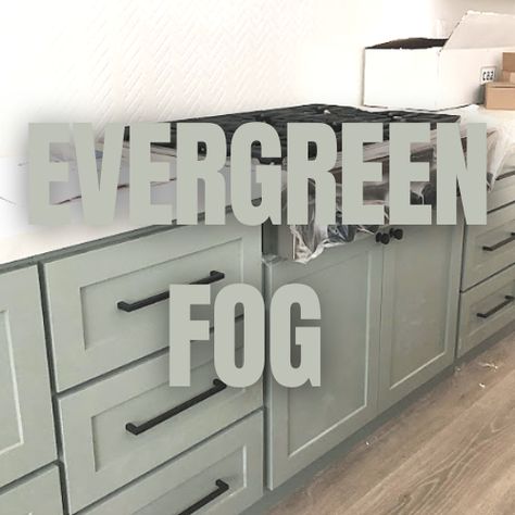 Colors For Kitchen Cabinets Paint, Kitchen Cabinets Painted Evergreen Fog, Kitchen Paint Colors Cabinets, Farmhouse Cabinet Colors Kitchen, Paint Grade Kitchen Cabinets, Kitchen 2 Tone Paint Colors, Soft Green Cabinets Kitchen, 2023 Kitchen Trends Cabinets Farmhouse, Small Kitchen Cabinet Colors 2023