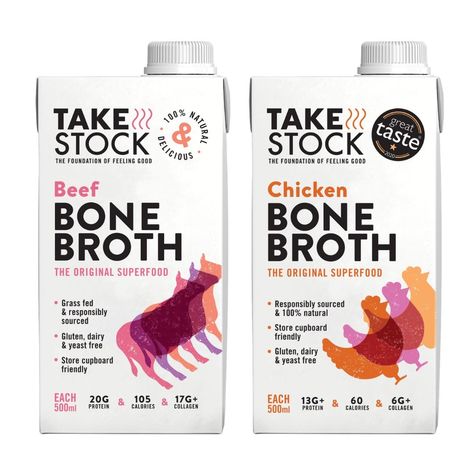 NEW 🦴 Bone broths Take Stock's bone broths have hit Booths Chicken Bones, Bone Broth, Broth, Yeast, New Recipes, Feel Good, Packaging, Art