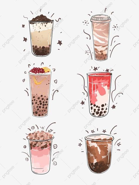 Milk Tea Drawing, Tea Wallpaper, Bubble Tea Boba, 귀여운 음식 그림, Bubble Milk Tea, Food Sketch, Cute Food Drawings, Cute Food Art, Food Painting