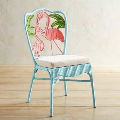 Pull up a flamingo chair and get comfortable, whether you're creating a balcony retreat or a cozy outdoor space for two or providing extra seating when guests drop in.  #flamingo #Christmas #gifts #guides #flamingogifts Upcycling, Flamingo Chair, Woven Dining Chairs, Don Pedro, Cozy Outdoor, Flamingo Decor, Poltrona Vintage, Wooden Chairs, Papasan Chair