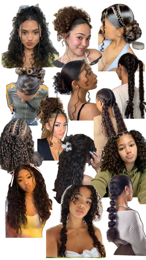 Curly Hairstyles Curly Hair, Vampire Curly Hair, Cute Hair Styles For Home Coming, Hairstyles For Medium Length Hair Picture Day, Early 200s Hair Styles, How To French Braid Your Own Hair Curly, Curly Hair Styles Claw Clip, Autumn Curly Hairstyles, Braid Styles Curly Hair