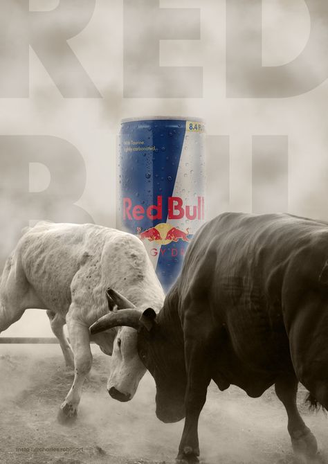 Creation of a poster about the Redbull original can on Photoshop Redbull Poster, Red Bull Design, 2000s Posters, Magazine Ads, Advertising Poster, Red Bull, Rodeo, Poster Design, Photoshop