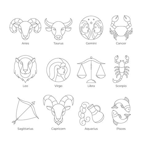 Free vector linear flat zodiac sign coll... | Free Vector #Freepik #freevector #illustration-pack #collection #illustration-set #illustrations Gemini And Libra, Hand Drawn Map, Flat Icons Set, Silhouette Png, Vector Cut Files, Taurus And Gemini, Vector Cut, Horoscope Signs, Coloring Book Art