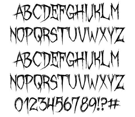 October Crow font by Sinister Visions - FontRiver Creepy Lettering Fonts, October Crow Font, Evil Lettering Fonts, Creepy Fonts Alphabet, Edgy Fonts Alphabet, Gothic Font Tattoos For Women, Creepy Handwriting, Emo Lettering, Spooky Fonts Alphabet