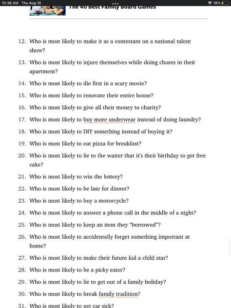 Survey Questions To Ask Your Friends, Birthday Kahoot Questions, Funny Kahoot Questions, Kahoot Questions About Yourself, Kahoot Questions For Friends, Who’s Most Likely To For Friends, Who Is Most Likely To, Who Is Most Likely To Questions Game, Kahoot Questions