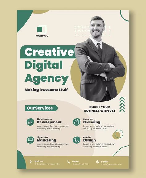 Digital Agency Flyer Template AI, PSD, XD Digital Marketing Agency Brochure, Digital Marketing Brochure Design, Digital Marketing Flyer Design, Business Flyer Design Marketing, Apocalypse Background, Digital Marketing Flyer, Creative Agency Branding, Design Print Layout, Hiring Poster