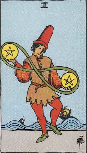 the 2 of Pentacles means that you are likely to be involved in a balancing act right now and everything around you is vying for your attention. Two Of Pentacles Tarot, 2 Of Pentacles, Two Of Pentacles, Pentacles Tarot, Pentacles, Tarot Card