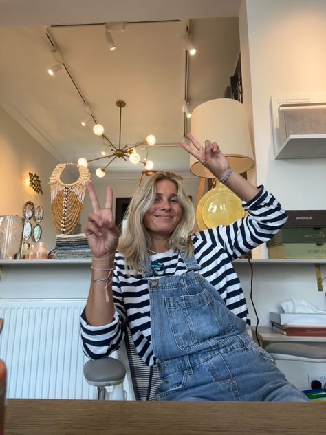 @sophieemlamb #dungarees #denimdungaree #stripes #scandi #spring #interiordesign #denim #ootd Scandi Mum Style, Neutral Outfits Aesthetic, Grey Dungarees Outfit, Jumper Outfit Denim, Summer Dungarees, Styling Denim Dungarees, Women’s Dungaree Outfit, Winter Dungarees Outfits, Baggy Dungarees Outfit